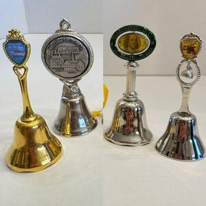 Bundle Lot of 4  Metal STATES, CITIES & LANDMARKS Souvenir Bells Collectable